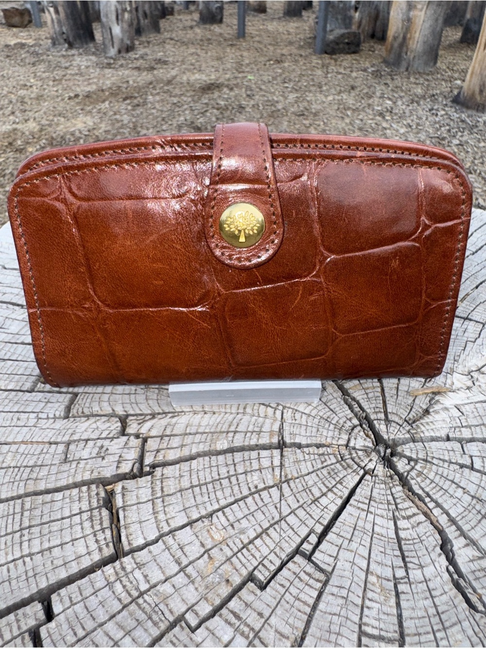 Mulberry rare Brown Croc-Embossed Leather Wallet.